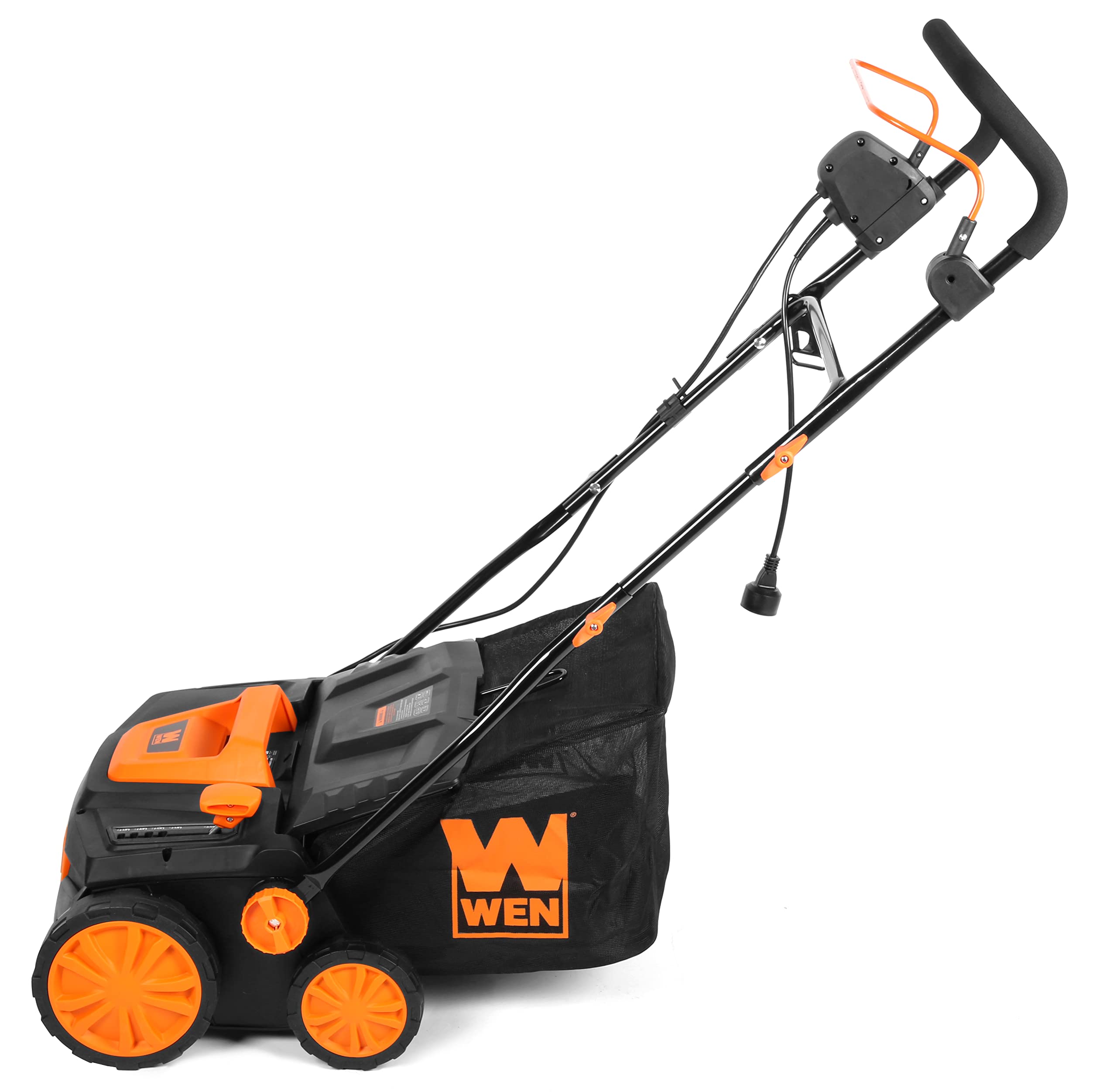 WEN DT1516 16-Inch 15-Amp 2-in-1 Electric Dethatcher and Scarifier with Collection Bag, Black