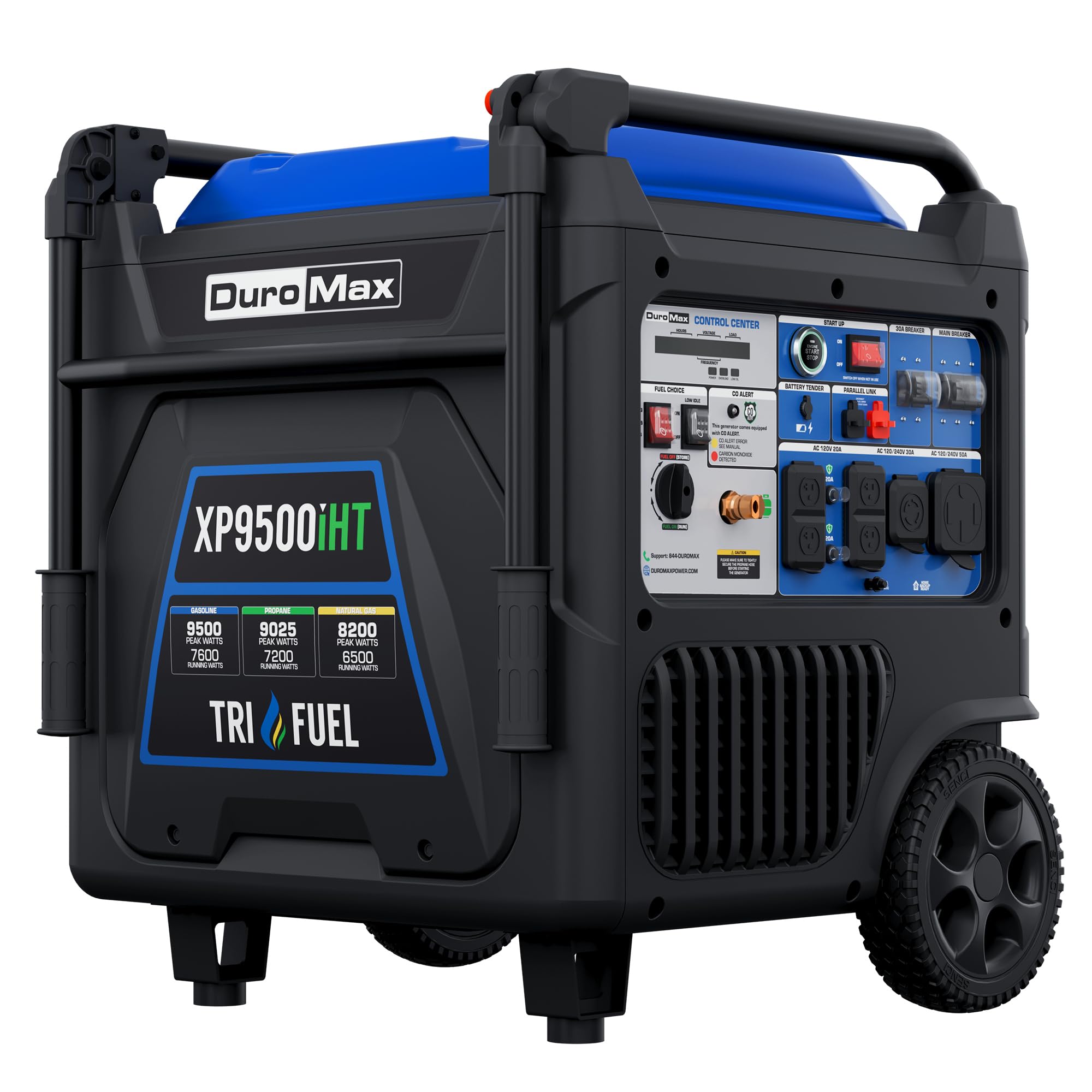 DuroMax XP16000iHT 16,000-Watt Tri Fuel Portable Digital Inverter Generator - Gas, Propane & Natural Gas, Remote Electric Start, Whole Home Power Backup, Transfer Switch Ready, RV & Emergency Ready