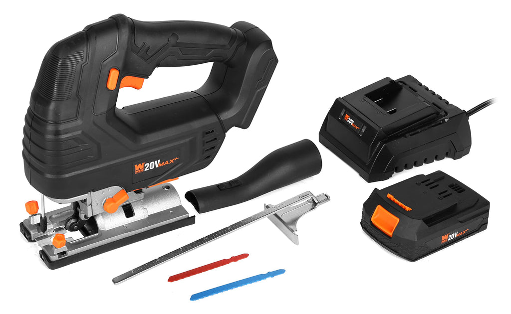 WEN Cordless Jigsaw, Variable Speed with 20V Max 2.0 Ah Lithium Ion Battery and Charger (20661)
