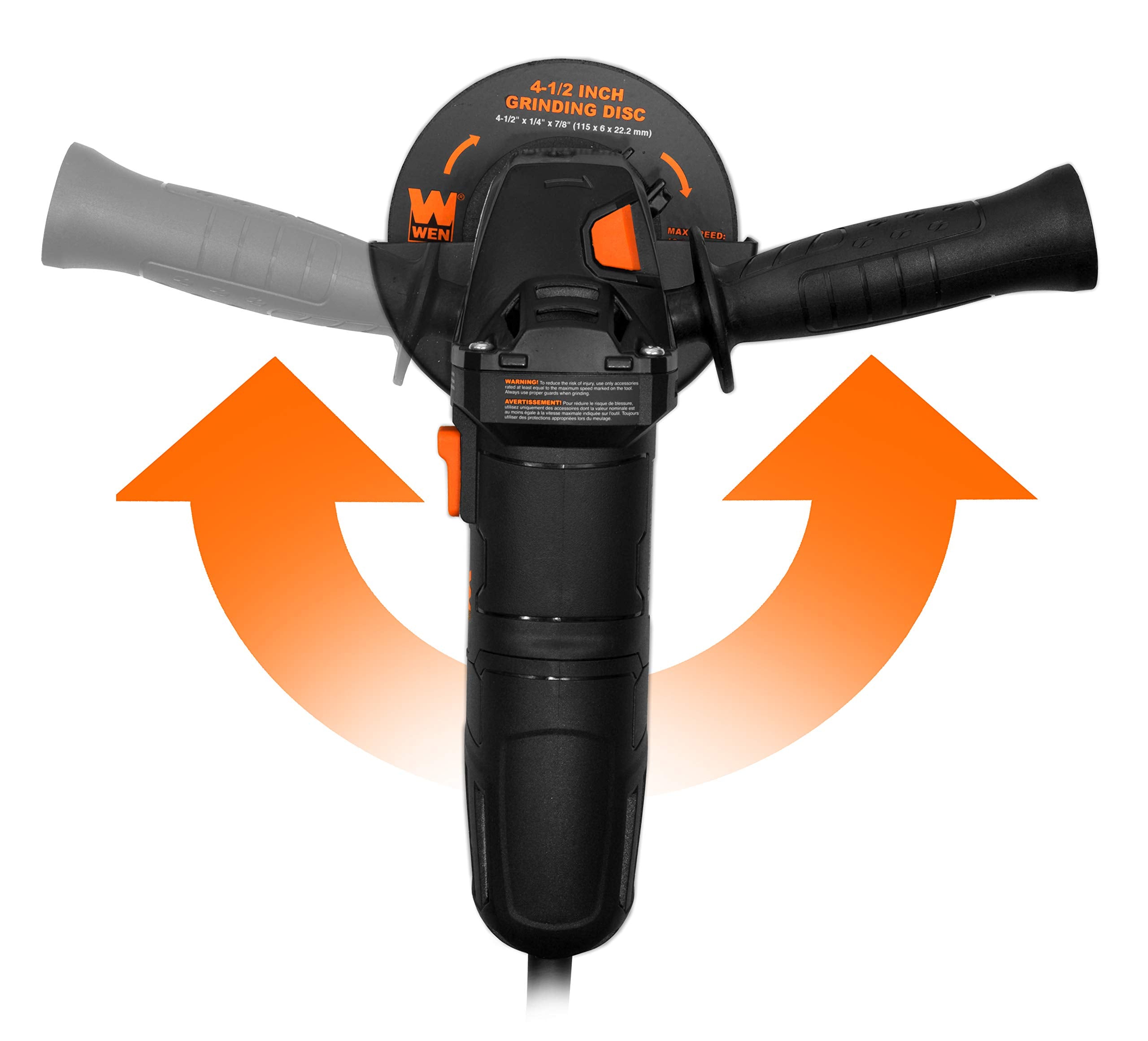 WEN Cordless Angle Grinder, Brushless with 20V Max 4.0 Ah Lithium-Ion Battery and Charger (20944), Black