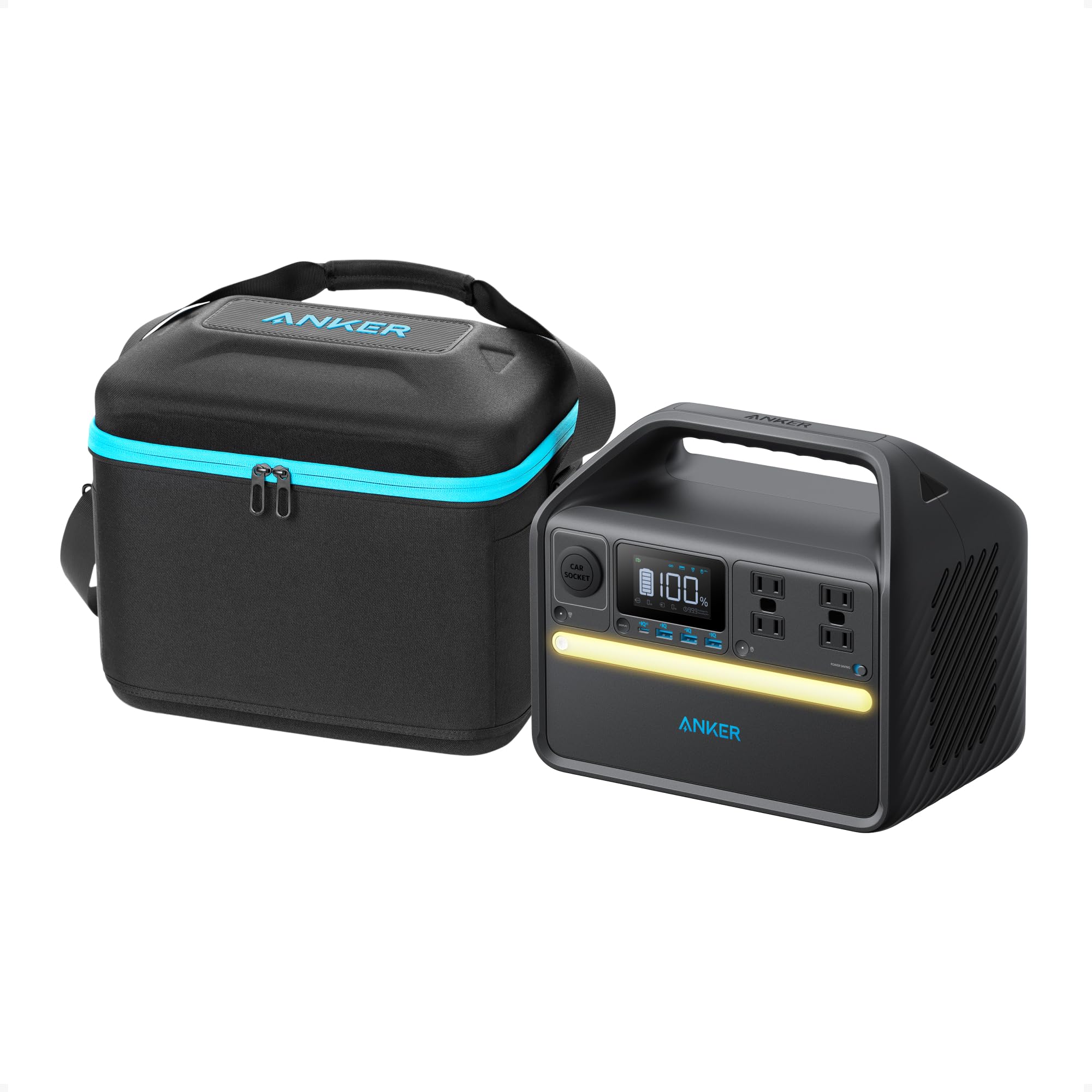Anker 535 Solar Generator, Powerhouse 512Wh with 100W Solar Panel, Power Station with LiFePO4, 4 * 110V AC Outlets, 60W USB-C PD Output, LED Light for Outdoor Camping, RV, Power Outage(Anker Solix)