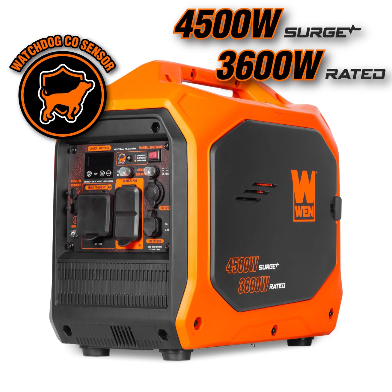 WEN 3600-Watt Portable Inverter Generator, RV-Ready, Quiet and Lightweight with Fuel Shut Off (56360i)
