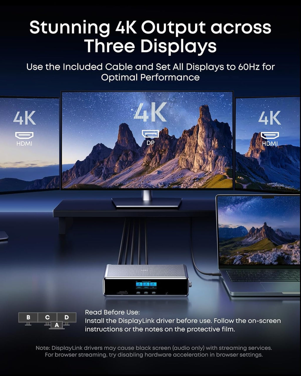 Anker Docking Station (DL6350), 10-Port Triple Display with Displaylink, Docking Station with Dual HDMI and DisplayPort for Windows Laptops, MacBook Air/Pro and More