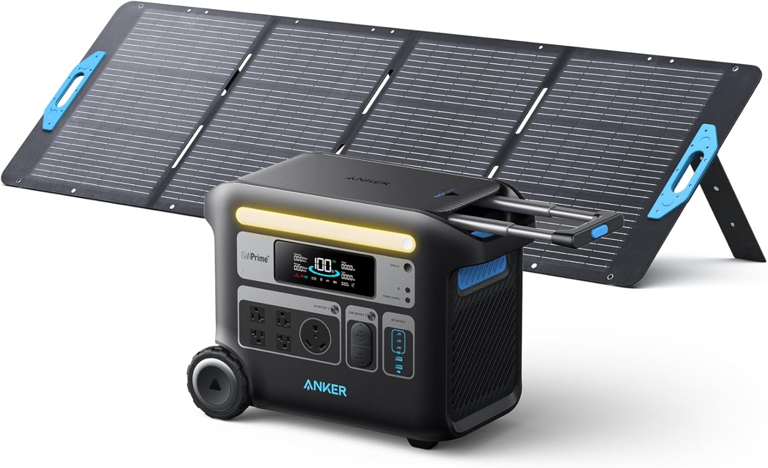 Anker SOLIX F2000 Solar Generator, 2048Wh Portable Power Station with LiFePO4 Batteries and 400W Solar Panel, GaNPrime Technology, 4 AC Outlets Up to 2400W for Home, Power Outages, Camping, and RVs