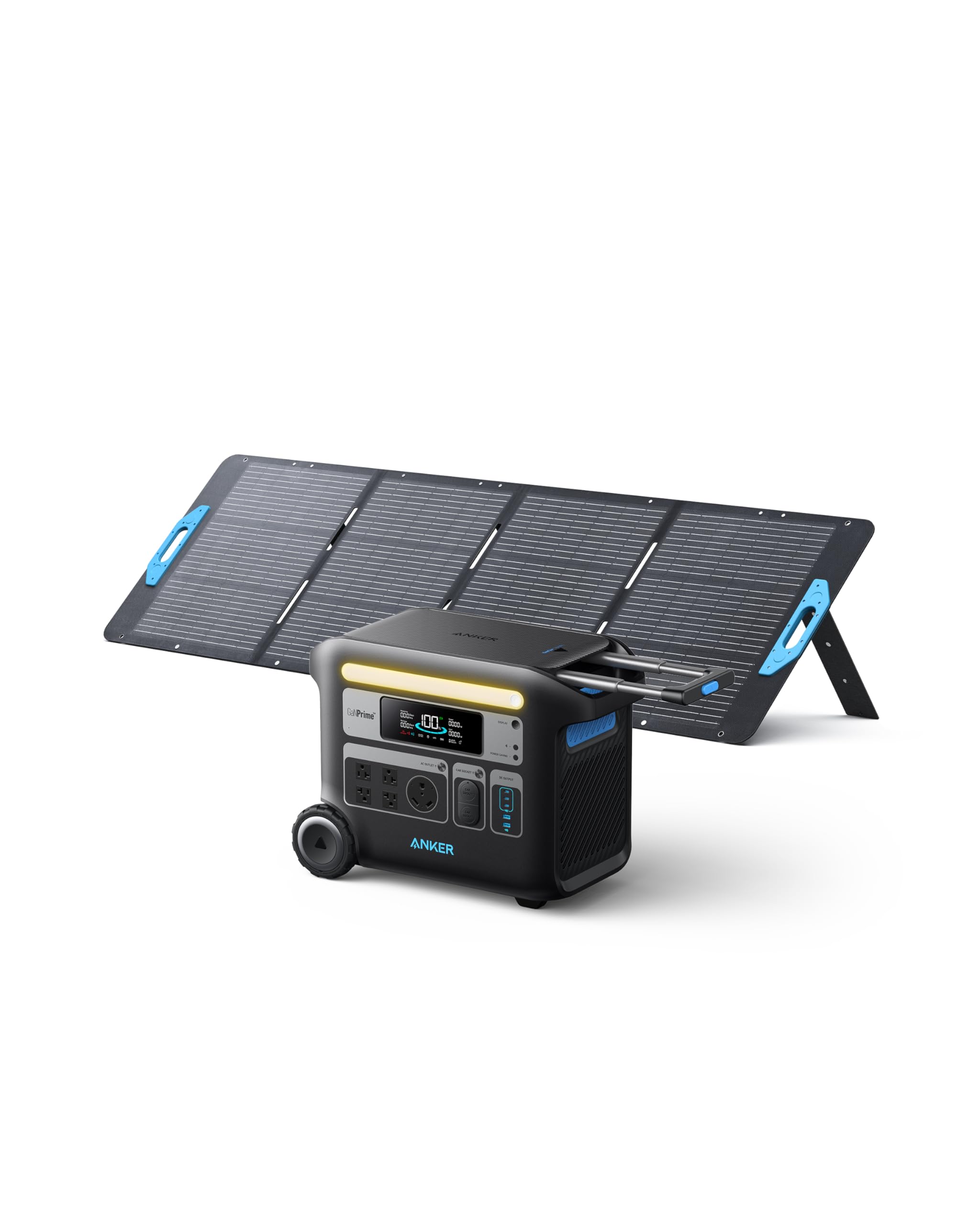 Anker SOLIX F2000 Portable Power Station, Powerhouse 767, 2048Wh GaNPrime Solar Generator with 100W Solar Panel, LiFePO4 Batteries, 4 AC Outlets Up to 2400W for Home, Power Outage, Outdoor Camping