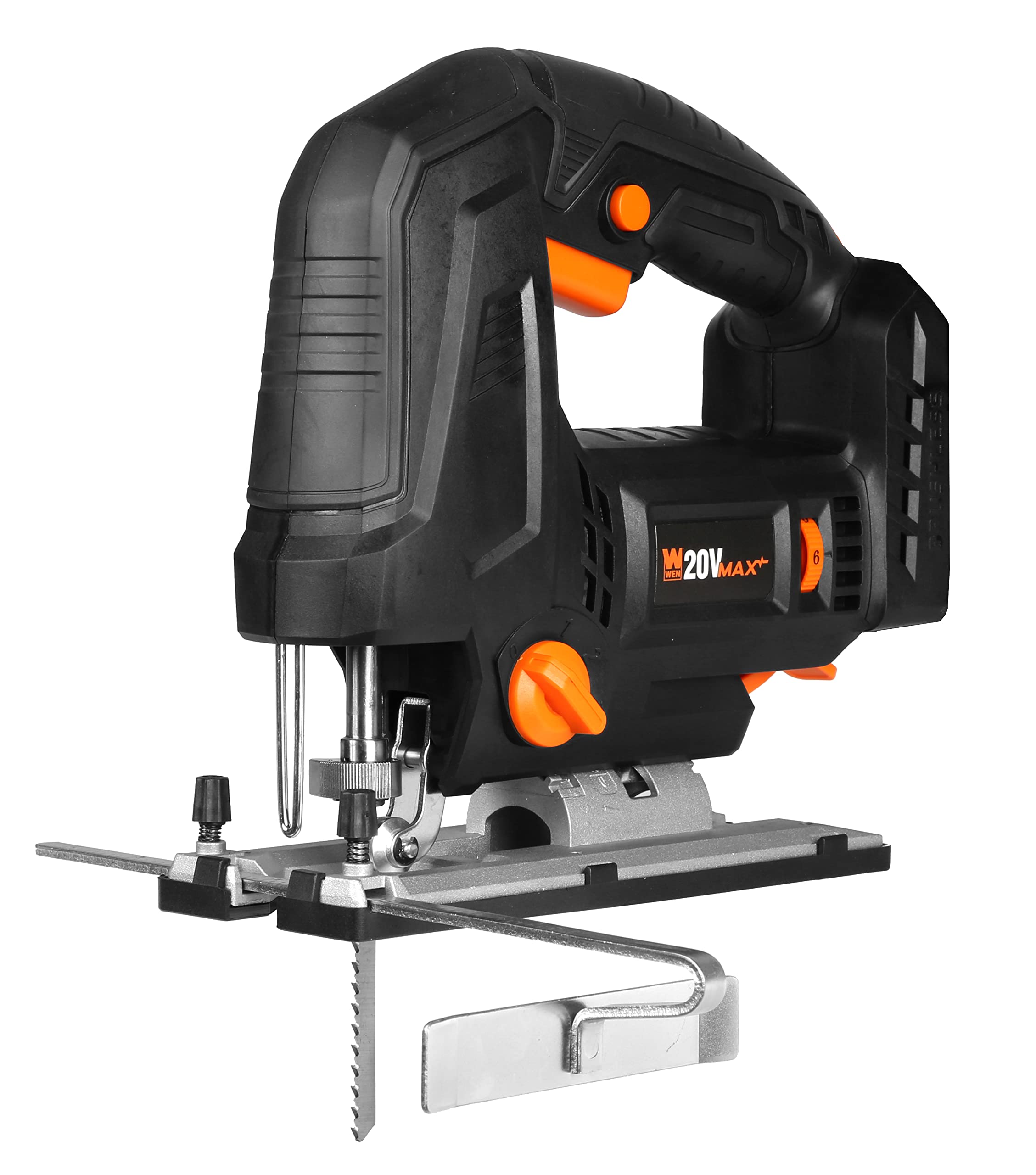 WEN Cordless Jigsaw, Brushless with Variable Speed, 20V Max 4.0 Ah Lithium Ion Battery and Charger (20667)
