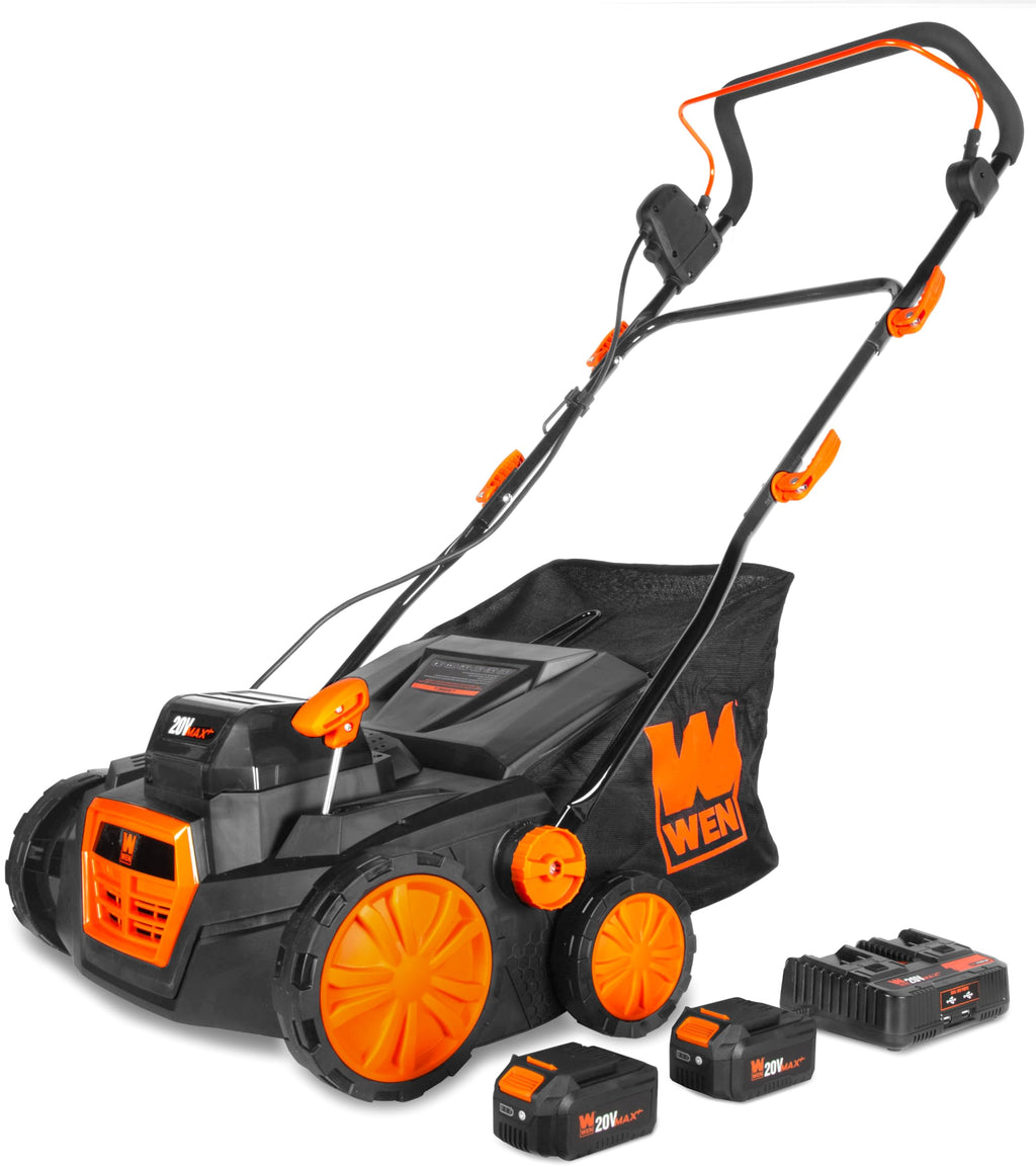 WEN DT1516 16-Inch 15-Amp 2-in-1 Electric Dethatcher and Scarifier with Collection Bag, Black