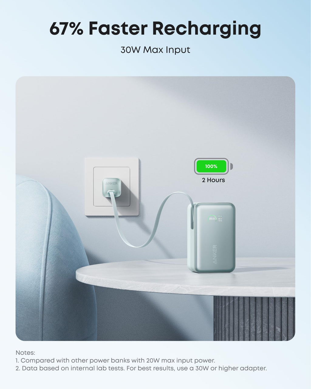 Anker Nano Portable Charger, 45W 10000mAh with 2.3 ft Retractable Cable, Compact Power Bank, Travel Essential Phone Battery Pack for iPhone 17/16 Series, iPad, Galaxy, Pixel, and More