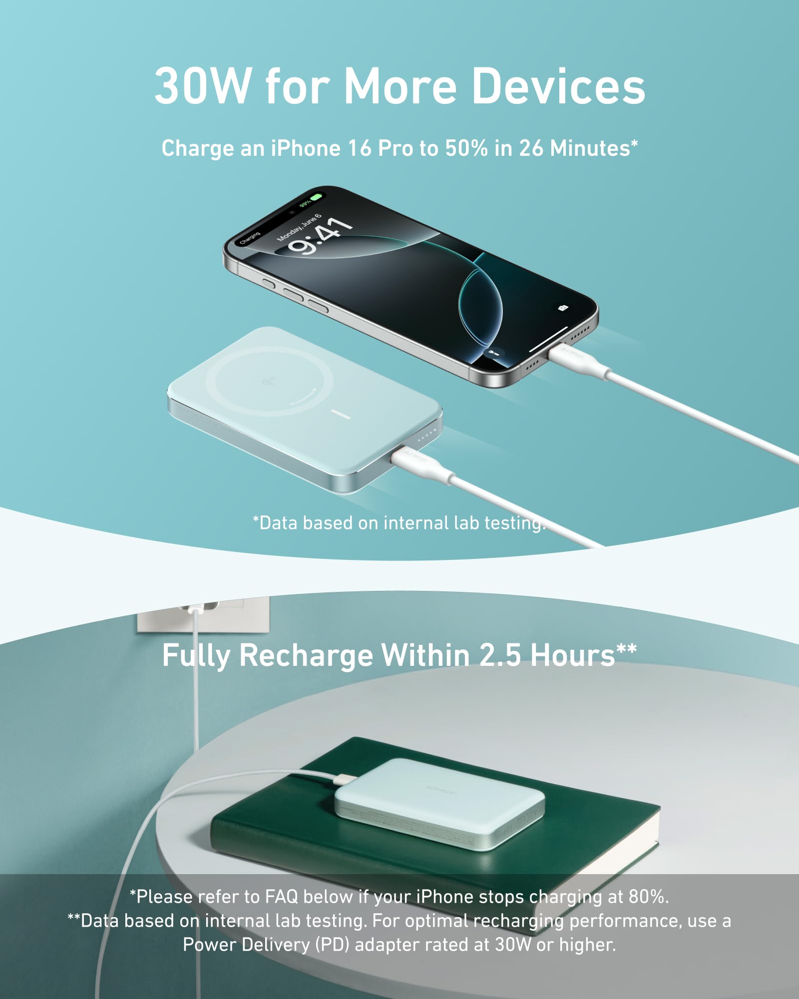 Anker MagGo Power Bank, Slim 10,000mAh Magnetic Battery Pack, Qi2 Certified 15W Ultra-Fast MagSafe Compatible Portable Charger, Ergonomic Design, for iPhone17/16/15/14 Series, and More