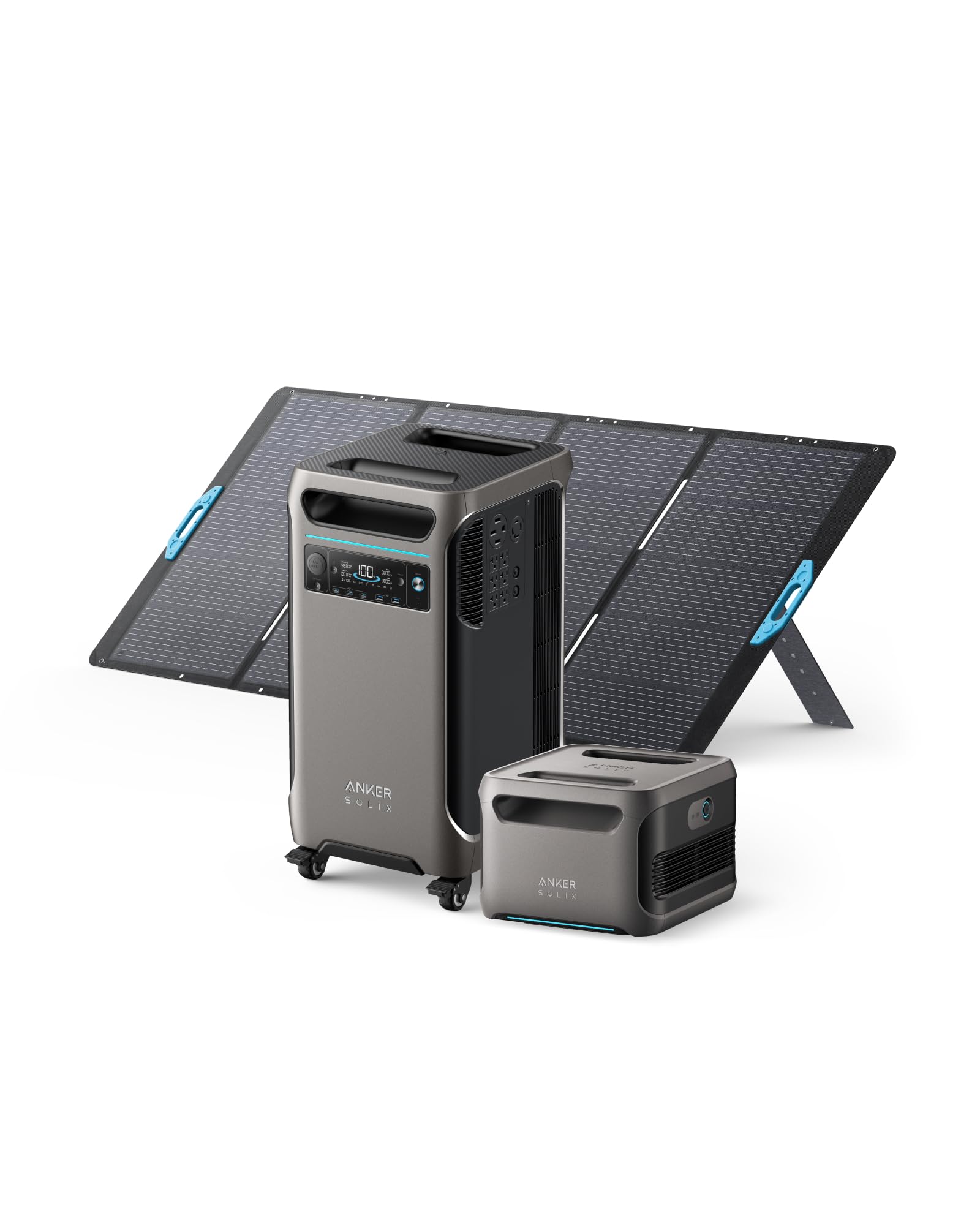 Anker SOLIX F3800 Portable Power Station and BP3800 Expansion Battery with 400W Solar Panel, 7.68kWh LiFePO4 Batteries, 6000W AC Output, Solar Generator for Home Backup, RVs, Emergencies&Power Outages