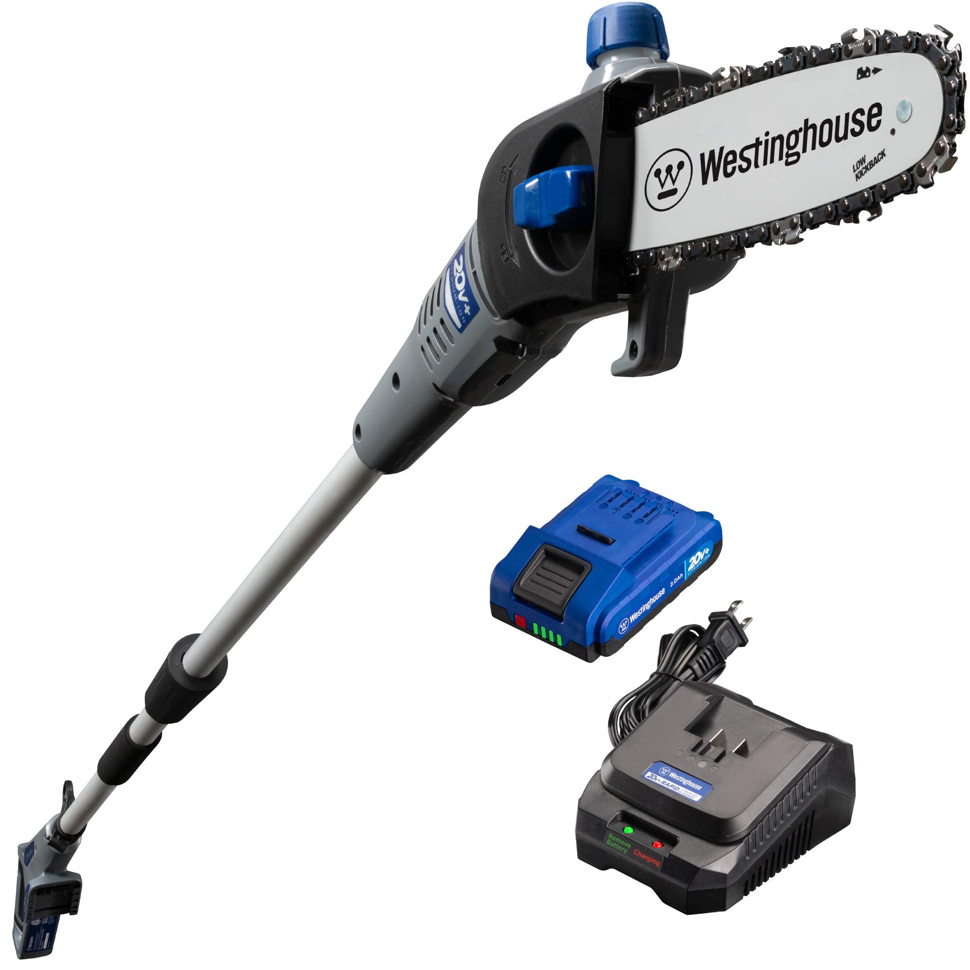 Westinghouse Cordless Pole Saw, 2.0 Ah Battery and Rapid Charger Included