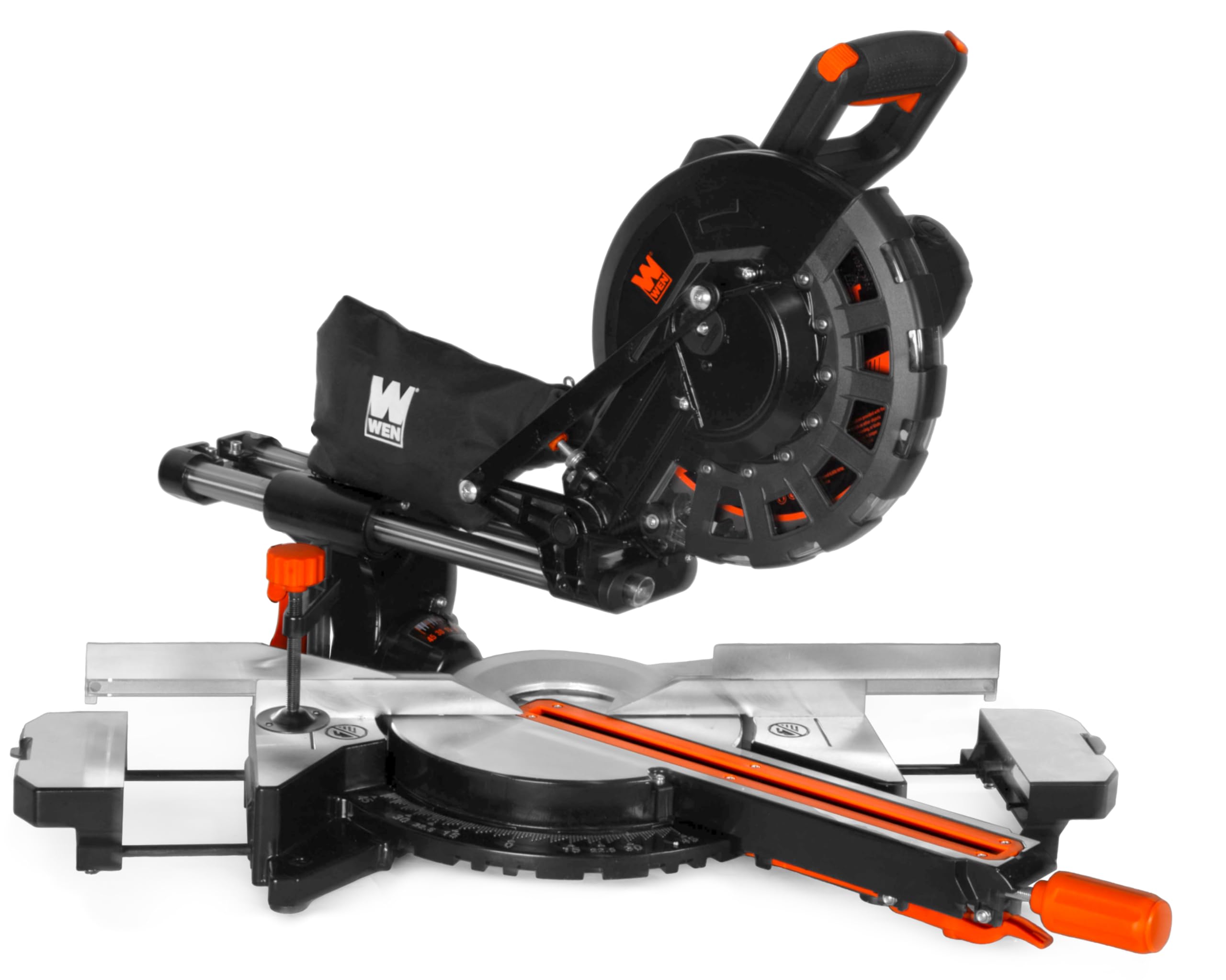 WEN MM0713 9.5-Amp 7.25-Inch Single Bevel Compact Sliding Compound Miter Saw with LED Cutline Guide, Black