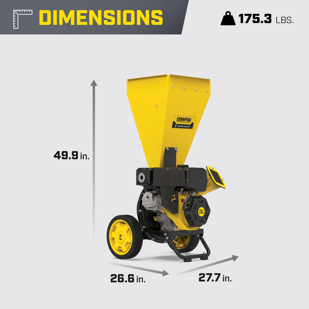Champion Power Equipment 3-Inch Portable Chipper-Shredder with Collection Bag