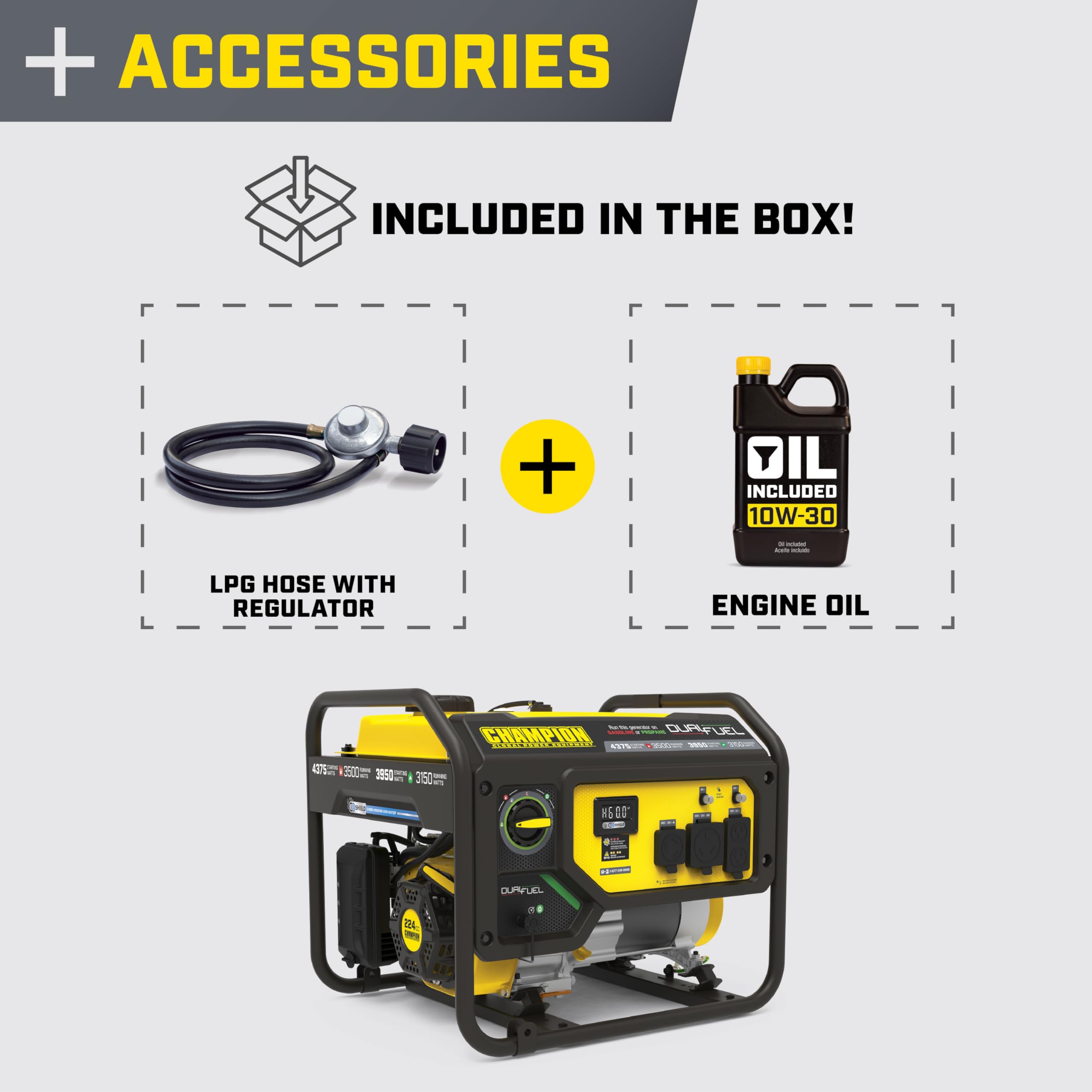 Champion Power Equipment 4375-Watt Dual Fuel RV Ready Portable Generator with Free 3-Year Warranty