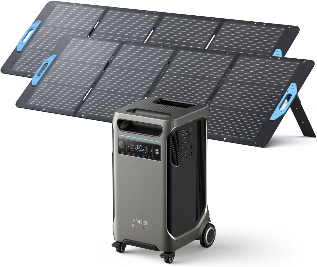 Anker SOLIX F3800 Portable Power Station and BP3800 Expansion Battery with 400W Solar Panel, 7.68kWh LiFePO4 Batteries, 6000W AC Output, Solar Generator for Home Backup, RVs, Emergencies&Power Outages