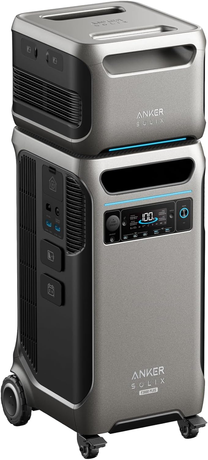 Anker SOLIX F3800 Plus Portable Power Station and Transfer Switch Kit with 400W Solar Panel, 3,840Wh, 6000W AC Output, Generators for Home Use, Works with Generator, For Power Outages, and Emergencies