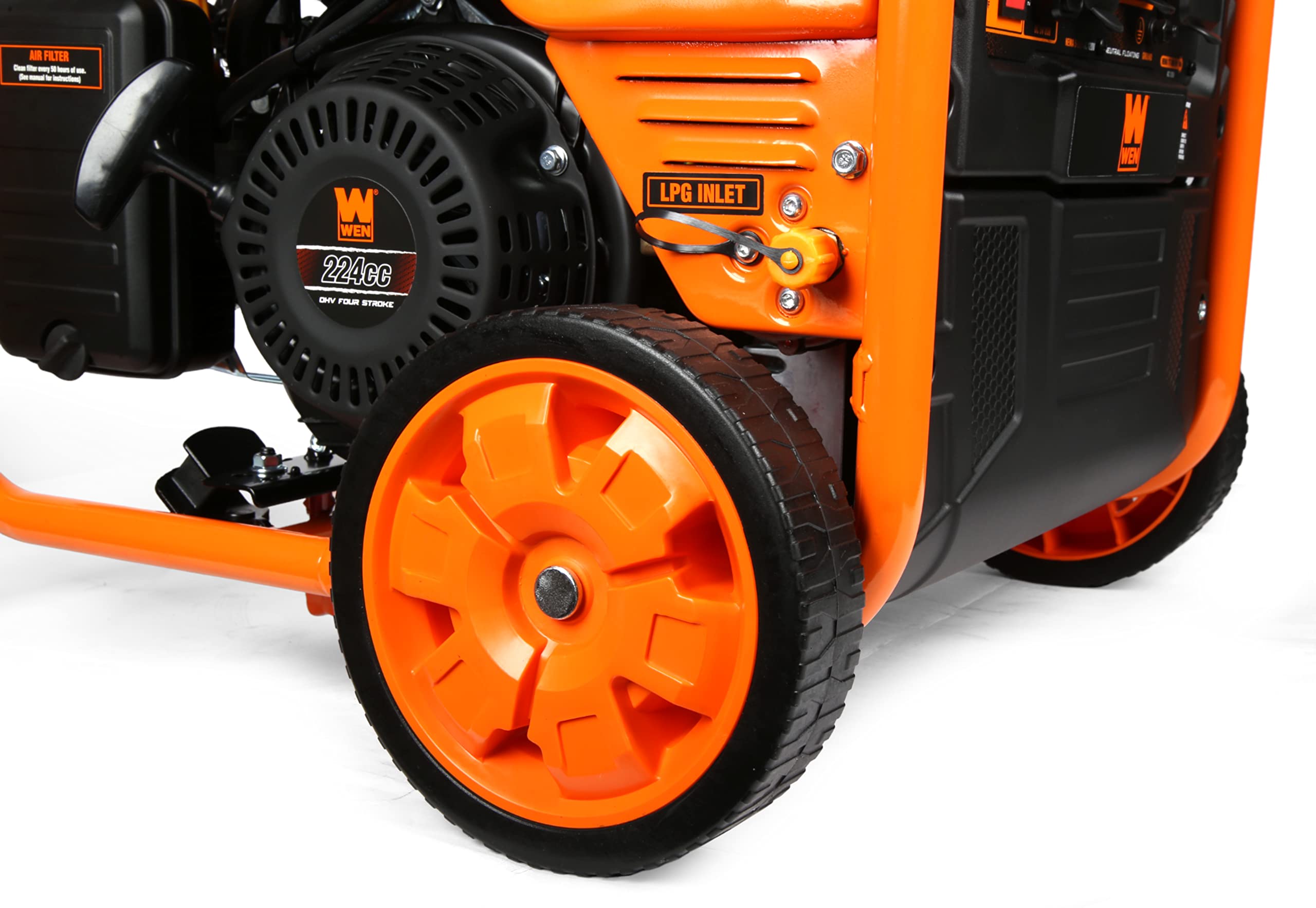 WEN GN400i RV-Ready 4000-Watt Open Frame Inverter Generator, CARB Compliant, Black/orange