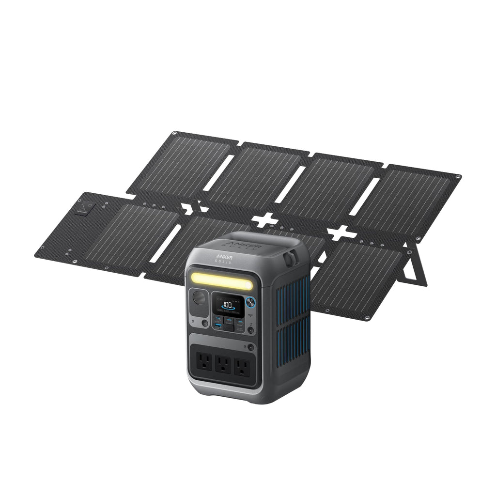 Anker Solar Generator SOLIX C300 with 60W Solar Panel, 288Wh Portable Power Station, 300W (600W Surge), LiFePO4 Battery, 140W Two-Way Fast Charging, for Outdoor Camping, Traveling, and Emergencies