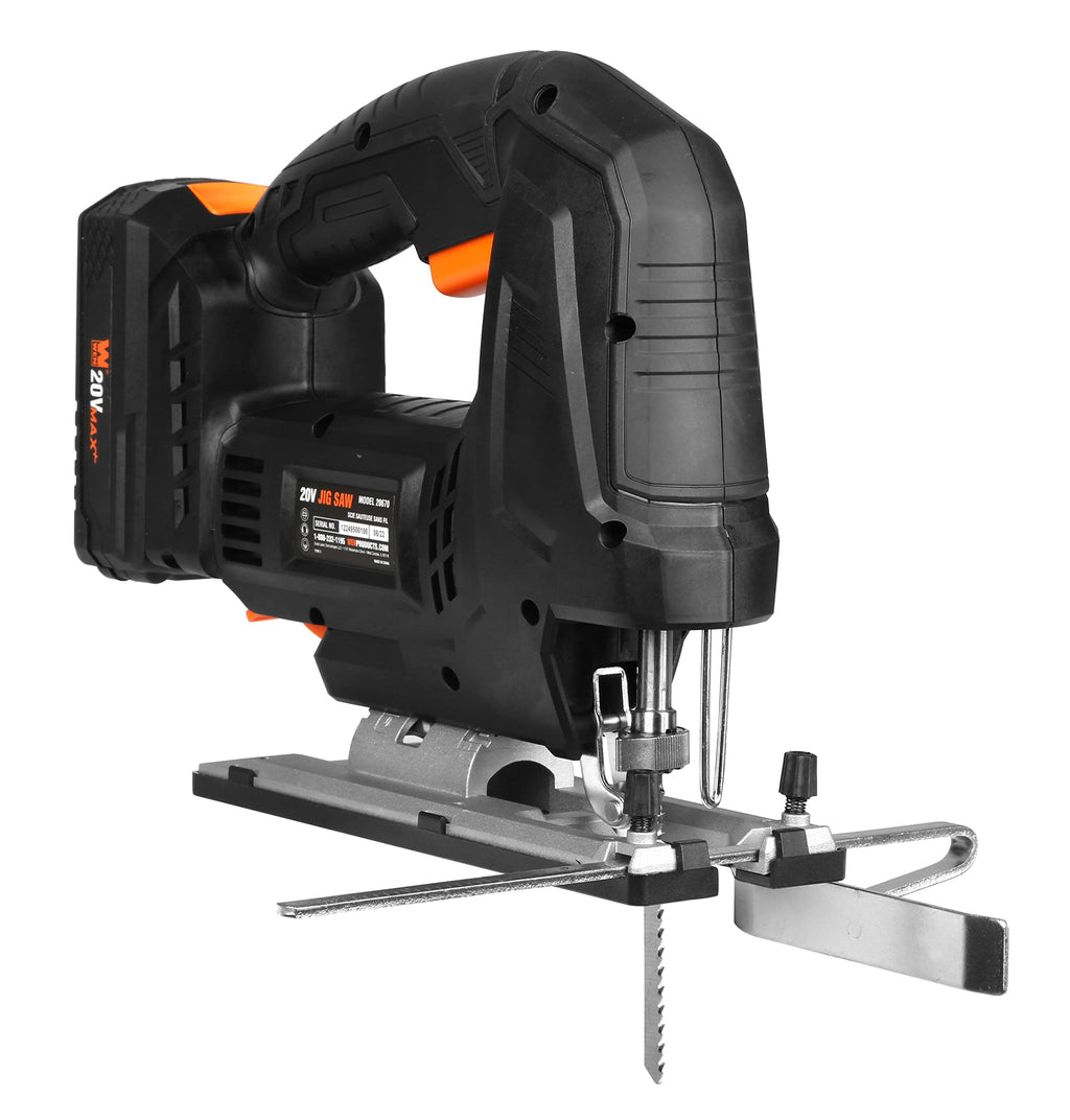 WEN Cordless Jigsaw, Brushless with Variable Speed, 20V Max 4.0 Ah Lithium Ion Battery and Charger (20667)