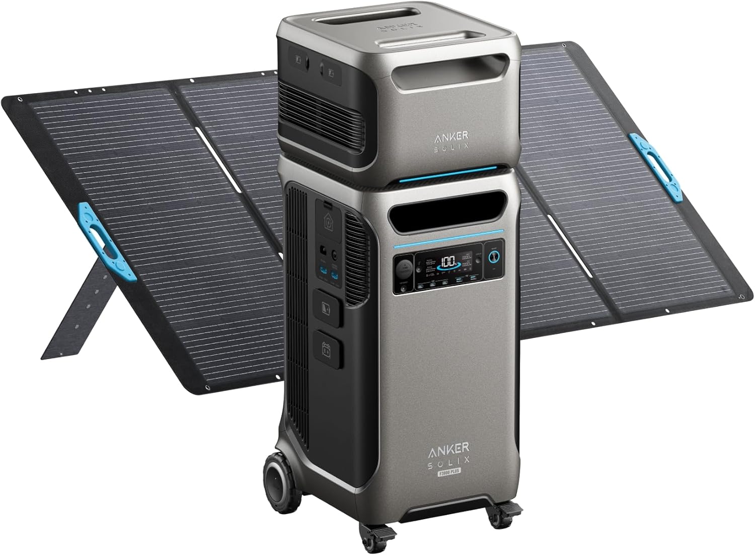 Anker SOLIX F3800 Plus Portable Power Station and Transfer Switch Kit with 400W Solar Panel, 3,840Wh, 6000W AC Output, Generators for Home Use, Works with Generator, For Power Outages, and Emergencies