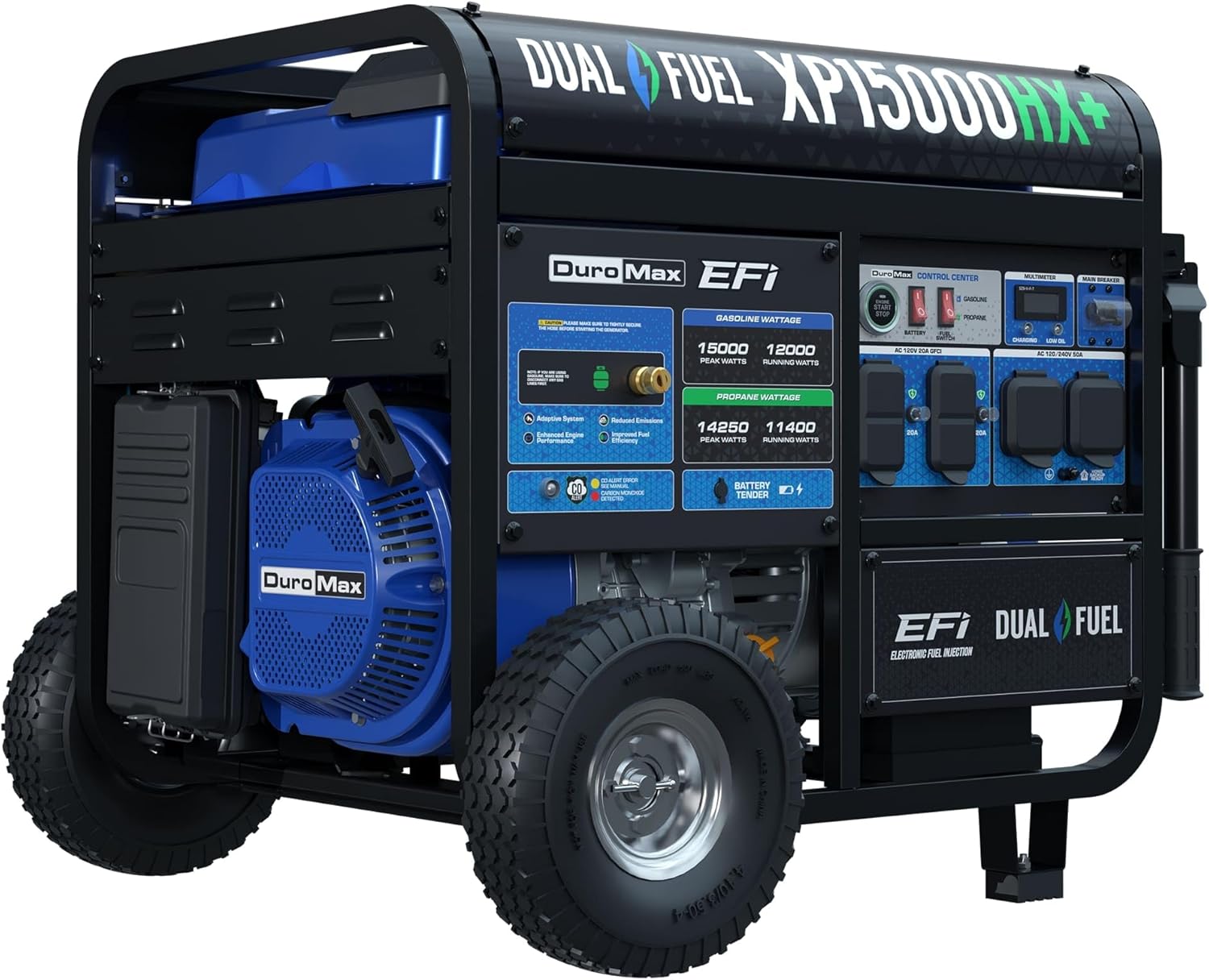 DuroMax XP15000HXT+ 15,000 Watt Portable Tri Fuel EFI Portable Generator - 50 State Approved