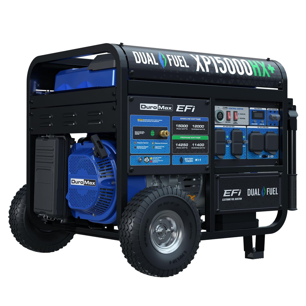 DuroMax XP12000HX 12,000-Watt Dual Fuel Portable Generator - Gas & Propane, Electric Start, Whole Home Power Backup, Transfer Switch Ready, RV & Emergency Ready