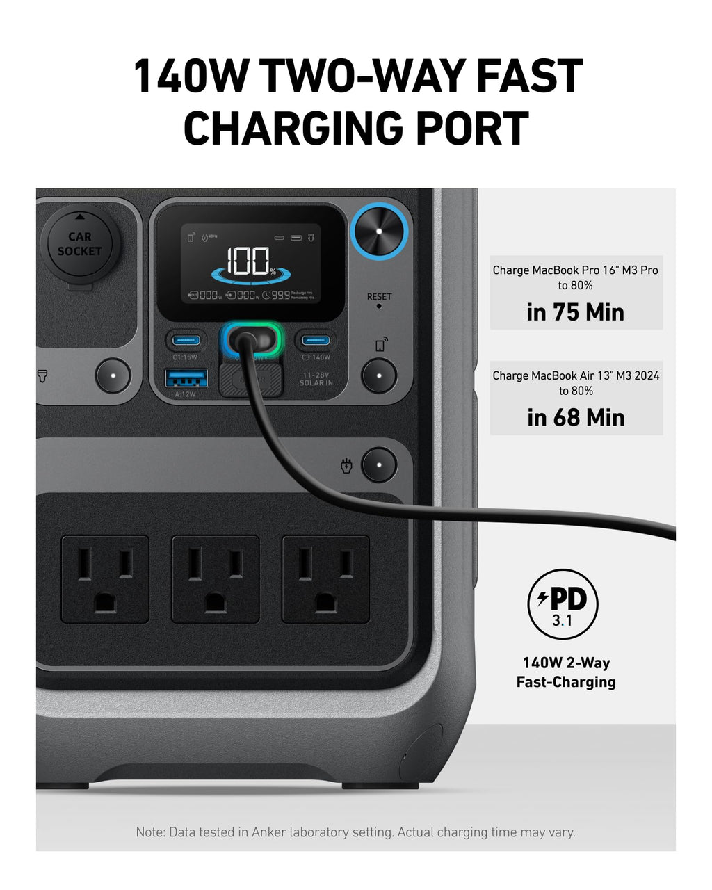 Anker Solar Generator SOLIX C300 with 60W Solar Panel, 288Wh Portable Power Station, 300W (600W Surge), LiFePO4 Battery, 140W Two-Way Fast Charging, for Outdoor Camping, Traveling, and Emergencies