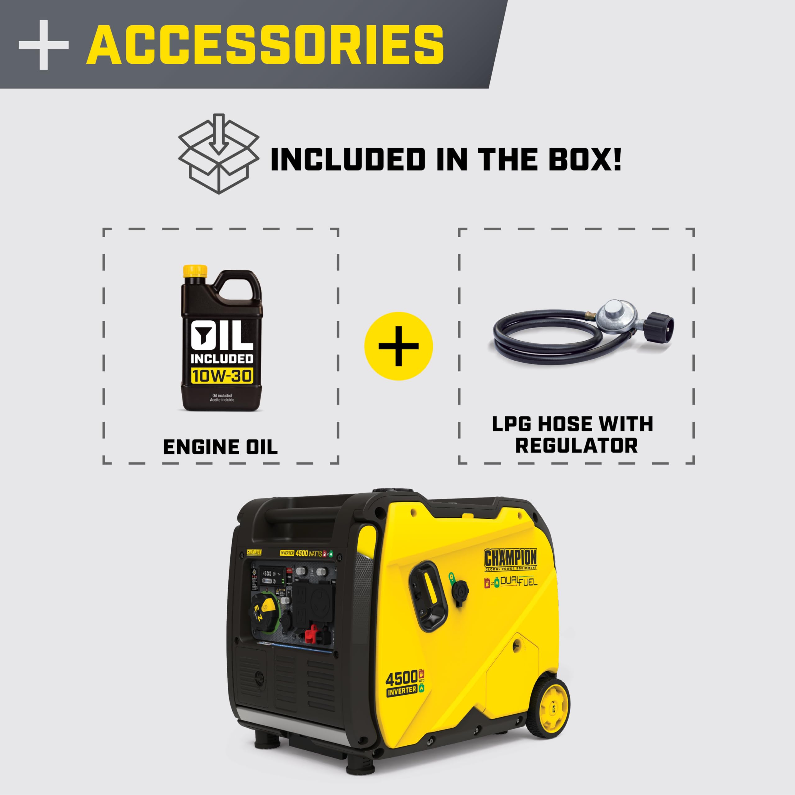 Champion Power Equipment 4500-Watt Electric Start Dual Fuel RV Ready Portable Inverter Generator with Quiet Technology and Free 3-Year Warranty