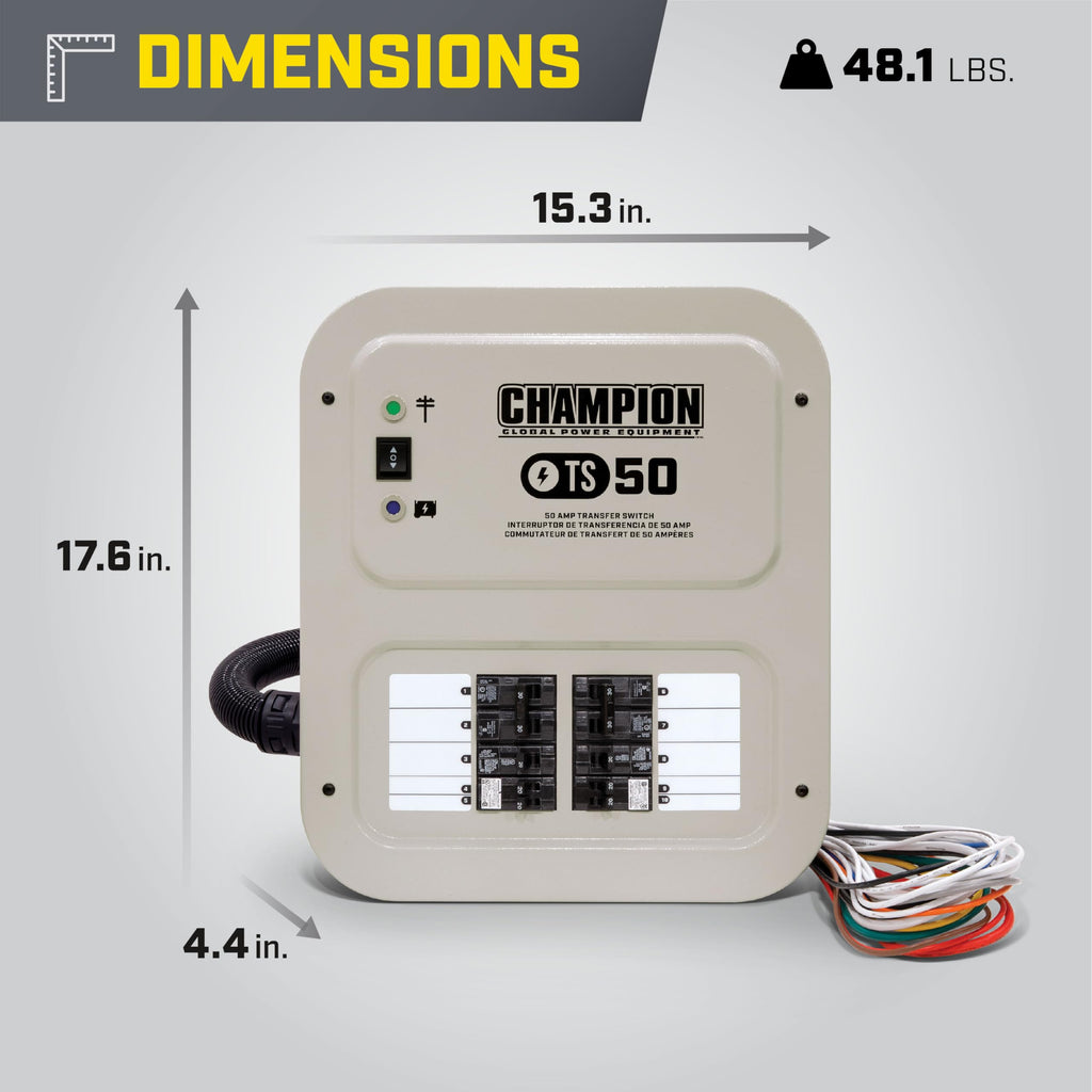 Champion Power Equipment 30-Amp Indoor-Rated Manual Transfer Switch with 25-Foot Generator Power Cord and Weather-Resistant Power Inlet Box
