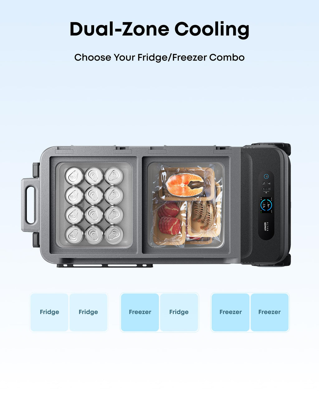 Anker SOLIX EverFrost 2 58L Cooler with Extra Battery, 61 qt Car Refrigerator, Electric Cooler with 288Wh Battery, Powered by AC/DC or Solar,for Outdoor Camping, Travel, and Fishing, Fits in Trucks