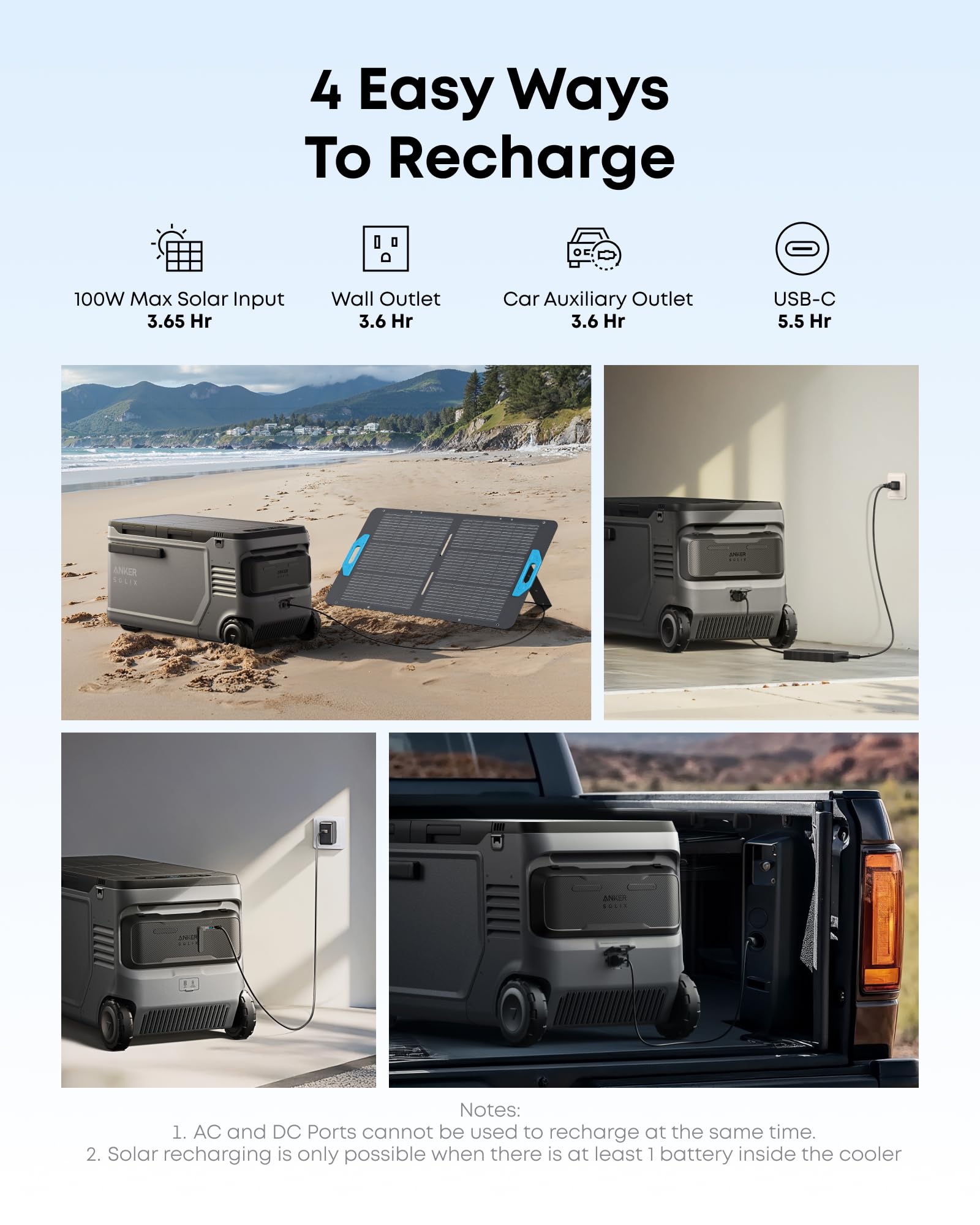 Anker SOLIX EverFrost 2 58L Cooler with Extra Battery, 61 qt Car Refrigerator, Electric Cooler with 288Wh Battery, Powered by AC/DC or Solar,for Outdoor Camping, Travel, and Fishing, Fits in Trucks