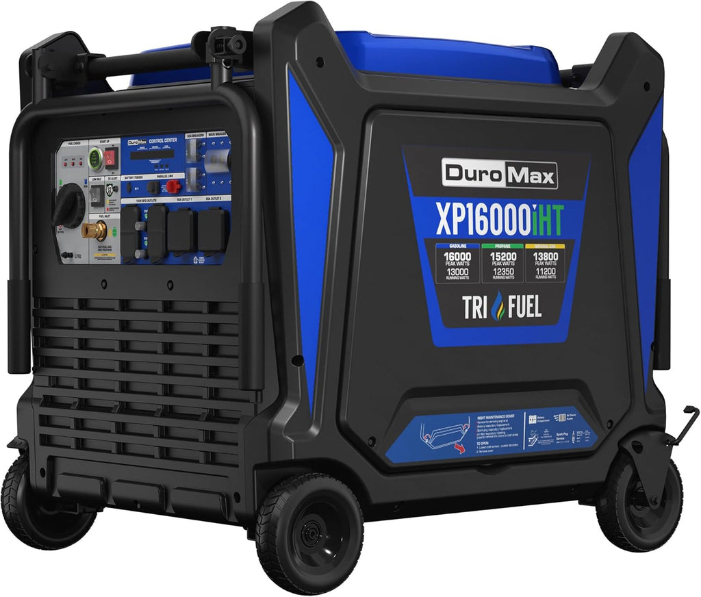 DuroMax XP16000iH 16,000-Watt Dual Fuel Portable Digital Inverter Generator - Gas & Propane, Remote Electric Start, Whole Home Power Backup, Transfer Switch Ready, RV & Emergency Ready