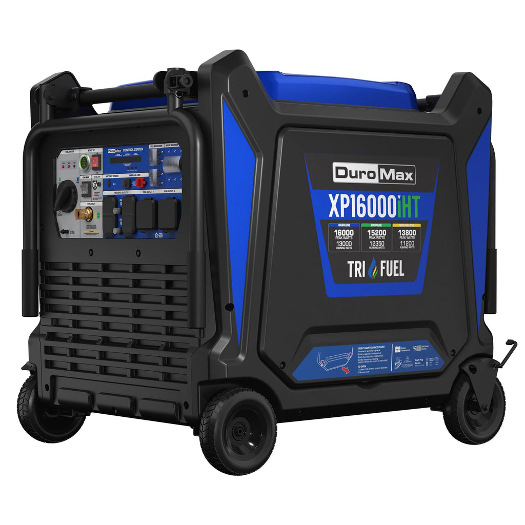 DuroMax XP16000iHT 16,000-Watt Tri Fuel Portable Digital Inverter Generator - Gas, Propane & Natural Gas, Remote Electric Start, Whole Home Power Backup, Transfer Switch Ready, RV & Emergency Ready