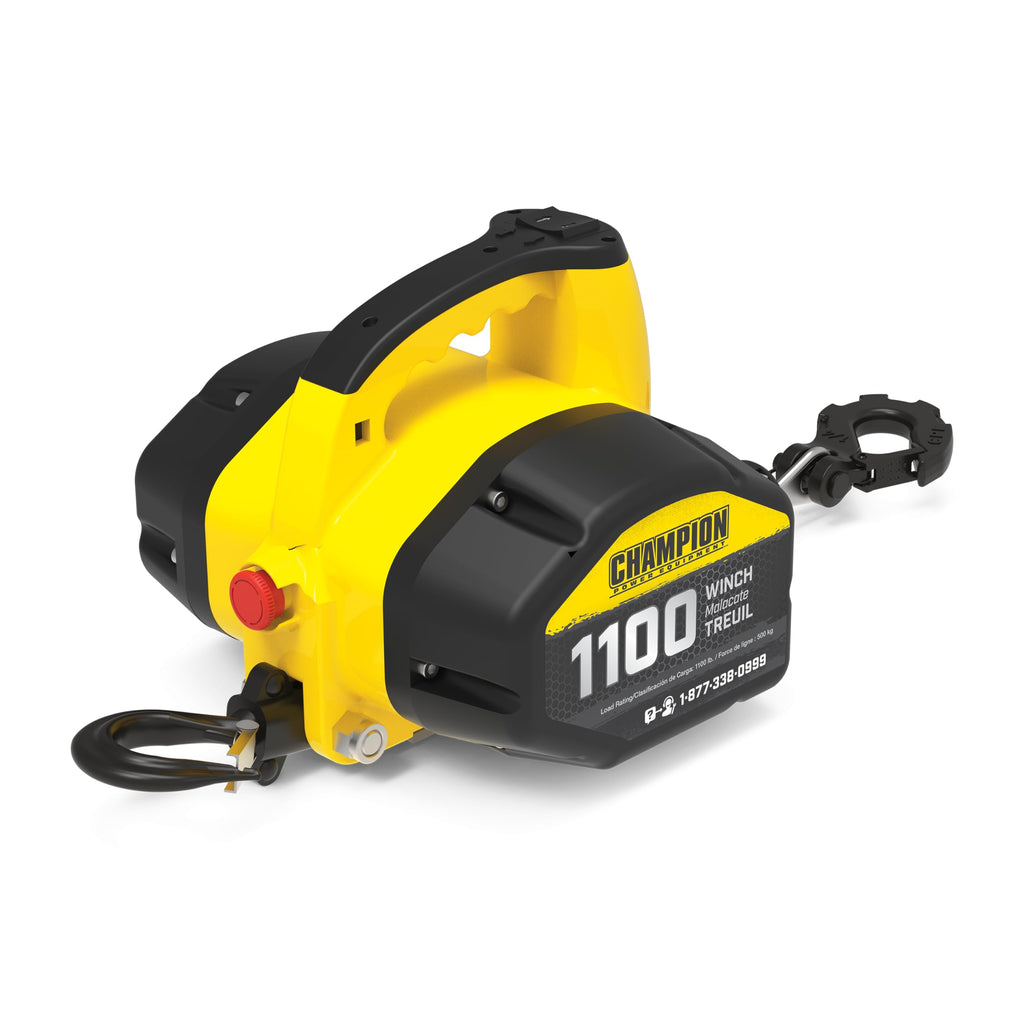 Champion Power Equipment 1100 lb. Portable 120-Volt Electric Winch Kit with Pulling and Lifting Capability