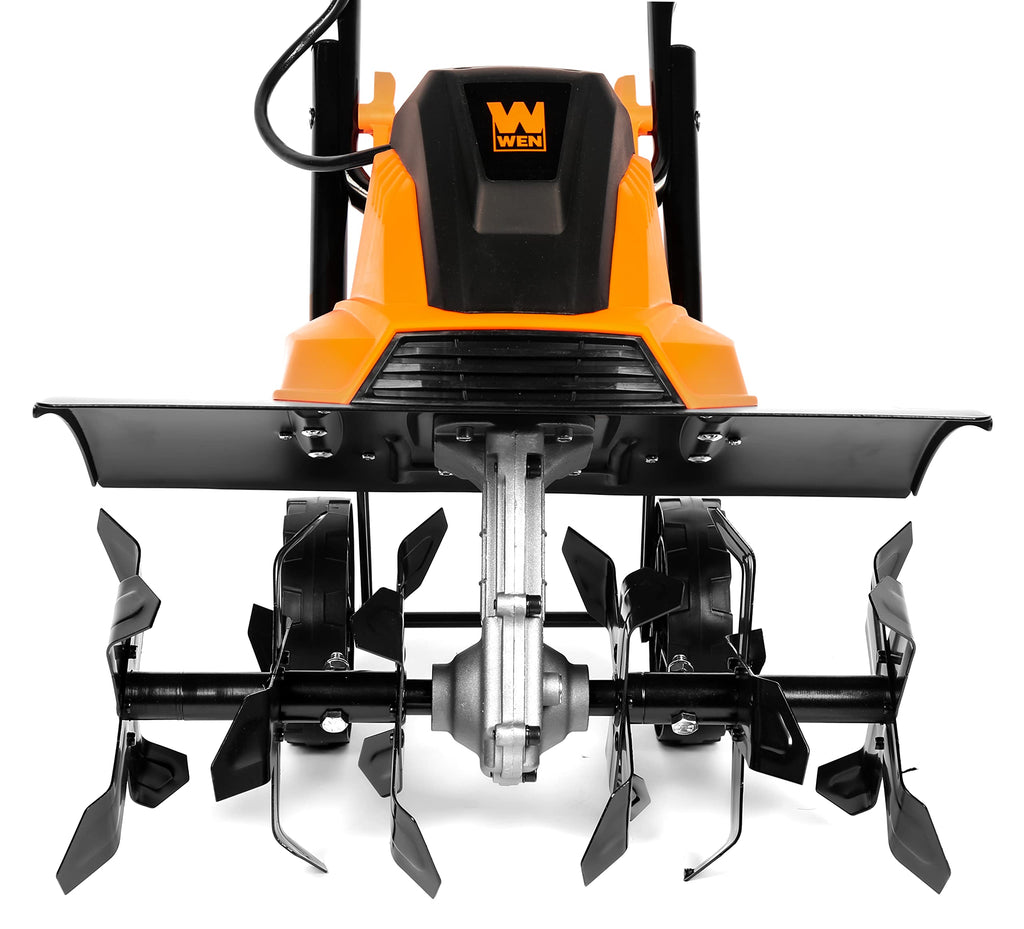 WEN 20V Max Cordless 14-Inch Brushless Electric Tiller with Two 4.0 Ah Batteries and Dual-Port Charger (20724)