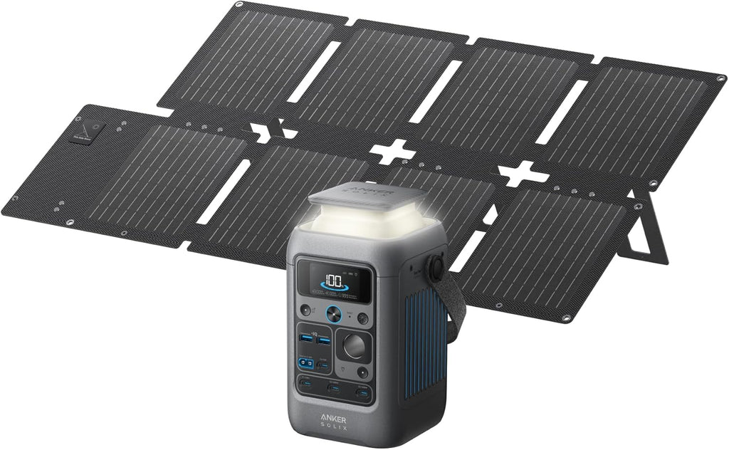Anker SOLIX C200 DC Power Bank Station and 60W Solar Panel, 192Wh Portable Power Station, LiFePO4 Battery, 200W Solar Generator, For Outdoor, Camping, Traveling, and Emergencies