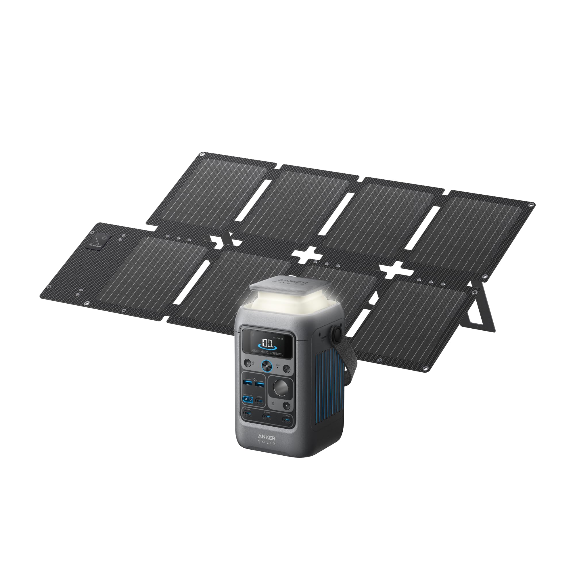 Anker SOLIX C200 DC Power Bank Station and 60W Solar Panel, 192Wh Portable Power Station, LiFePO4 Battery, 200W Solar Generator, For Outdoor, Camping, Traveling, and Emergencies