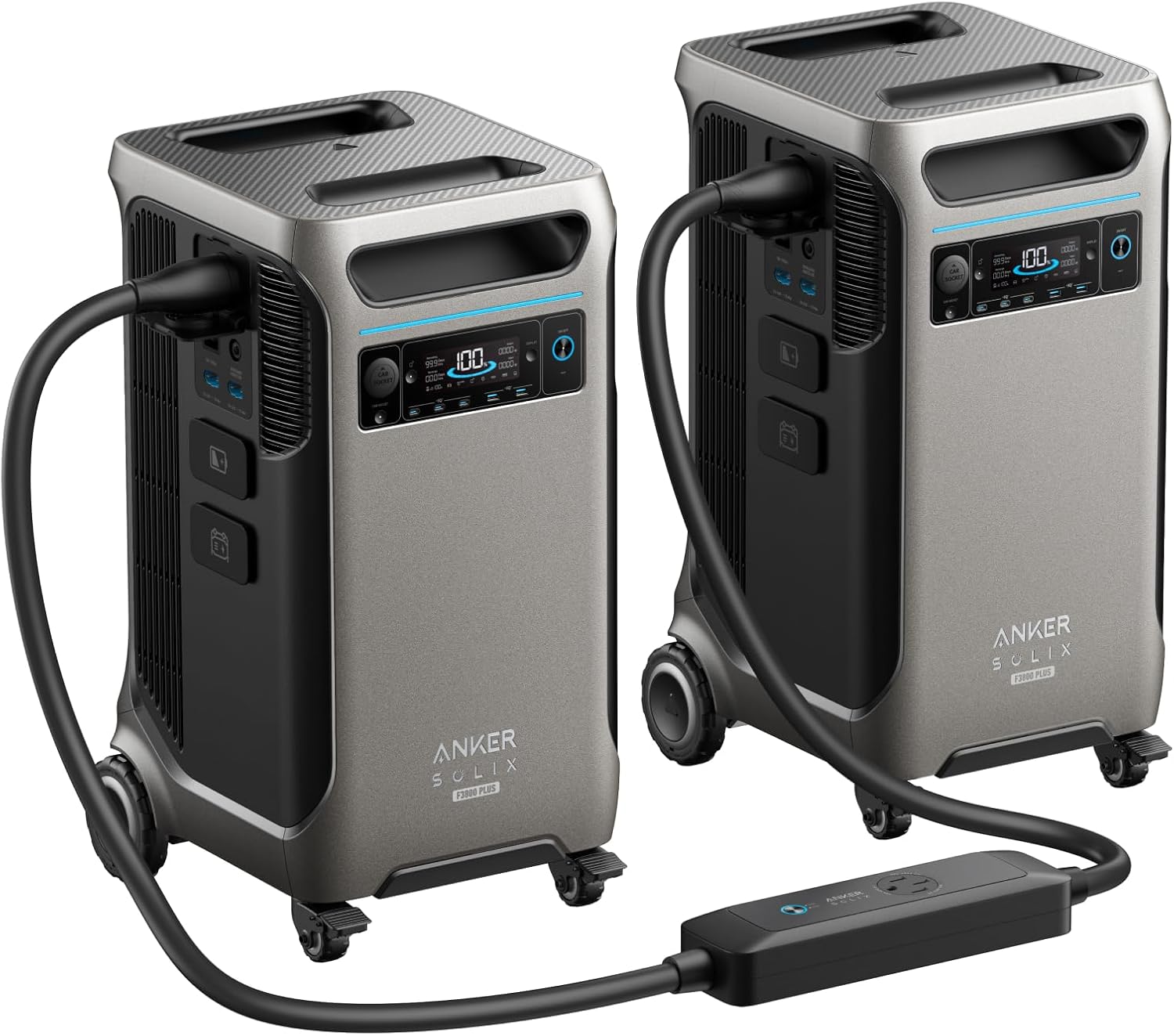 Anker SOLIX F3800 Plus Portable Power Station (Upgraded Version) and BP3800 Expansion Battery with 400W Solar Panel, 7.68kWh, 3200W Solar Input, Generators for Home Use, For Power Outages, Emergencies