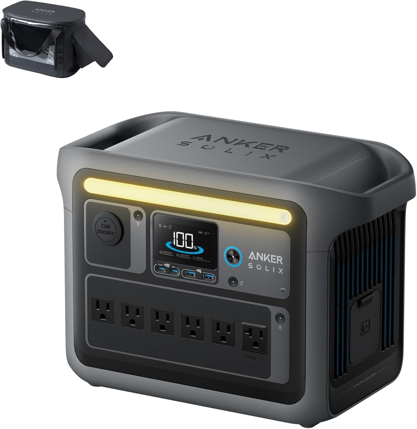 Anker SOLIX C1000 Portable Power Station with 200W Solar Panel, 1800W Solar Generator, 1056wh LFP (LiFePO4) Battery, 6 AC Outlets, Up to 2400W for Home, Power Outages, and Outdoor Camping
