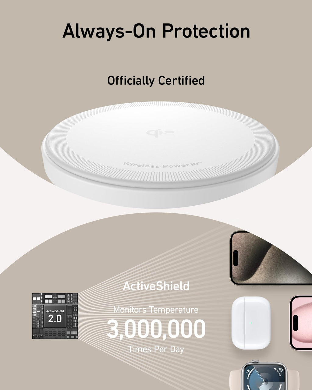 Anker MagSafe Charger Stand Compatible, iPhone 17 MagGo 3 in 1 Wireless Charging Station,Qi2 Certified 15W Wireless Charger, Desk Accessory, for iPhone 16/15/14/13 Series Apple Watch, AirPods