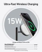 Anker MagSafe Charger Stand Compatible, iPhone 17 MagGo 3 in 1 Wireless Charging Station,Qi2 Certified 15W Wireless Charger, Desk Accessory, for iPhone 16/15/14/13 Series Apple Watch, AirPods