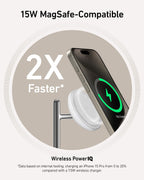 Anker MagSafe Charger Stand Compatible, iPhone 17 MagGo 3 in 1 Wireless Charging Station,Qi2 Certified 15W Wireless Charger, Desk Accessory, for iPhone 16/15/14/13 Series Apple Watch, AirPods
