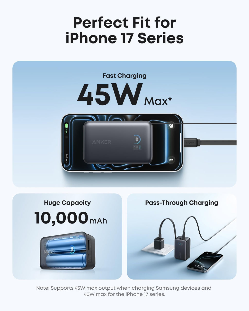 Anker Nano Portable Charger, 45W 10000mAh with 2.3 ft Retractable Cable, Compact Power Bank, Travel Essential Phone Battery Pack for iPhone 17/16 Series, iPad, Galaxy, Pixel, and More