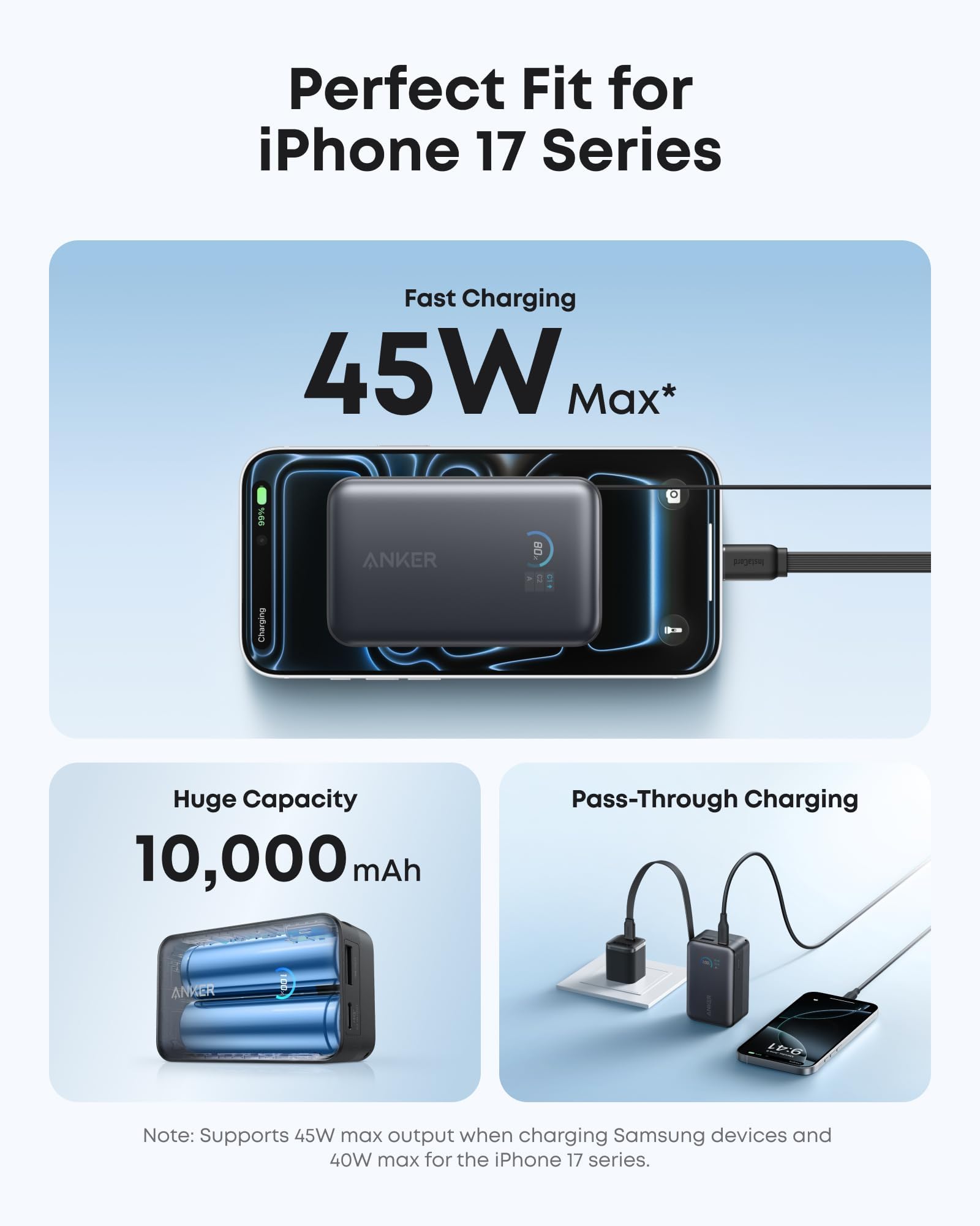 Anker Nano Portable Charger, 45W 10000mAh with 2.3 ft Retractable Cable, Compact Power Bank, Travel Essential Phone Battery Pack for iPhone 17/16 Series, iPad, Galaxy, Pixel, and More