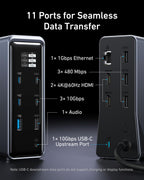 Anker Prime Docking Station, 14-Port with 160W Max Output, 10Gbps Fast Data Transfer, Real-Time Smart Interface, Audio and Ethernet Ports, Dual 4K Displays for Dell, HP, Lenovo and More