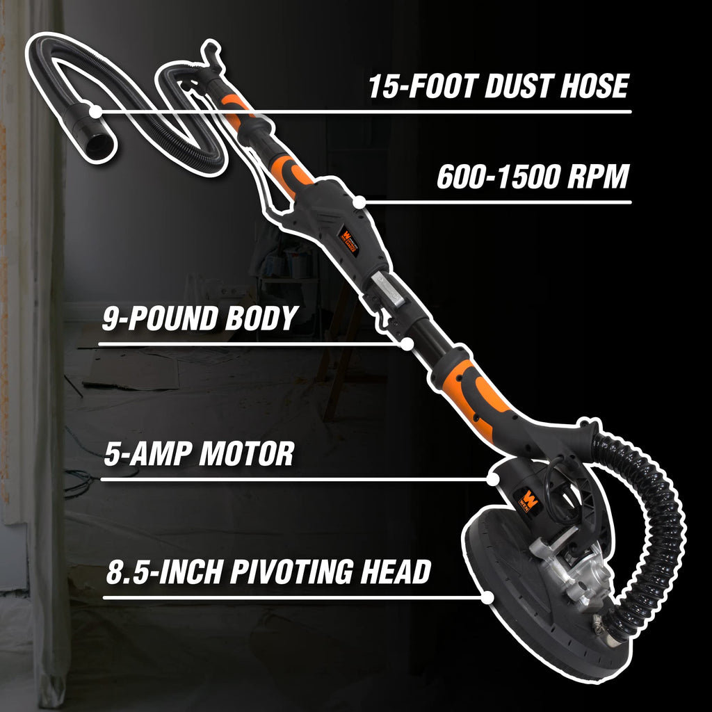 WEN DW1085 10-Amp Variable Speed Handheld Drywall Sander with Dust Hose and Collection Bag , Black