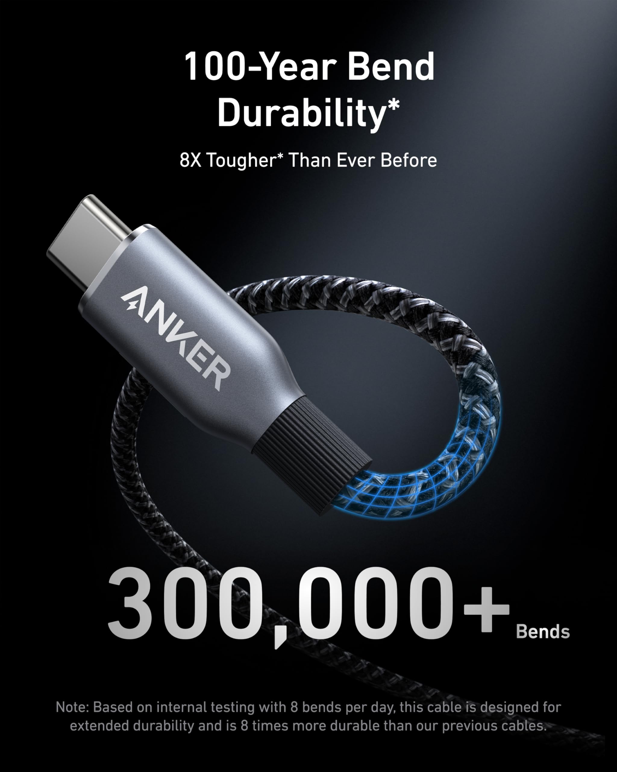 Anker Prime USB C to USB C Cable, 240W Fast Charging Cord, Upcycled-Braided Nylon with 100-Year Bend Durability for iPhone 17 Series, MacBook, Galaxy S24(6 FT)