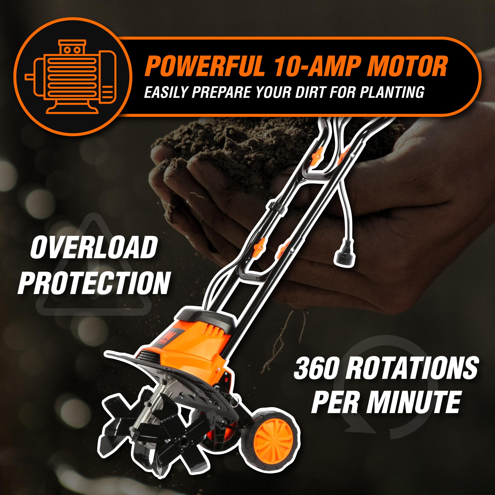 WEN 20V Max Cordless 14-Inch Brushless Electric Tiller with Two 4.0 Ah Batteries and Dual-Port Charger (20724)