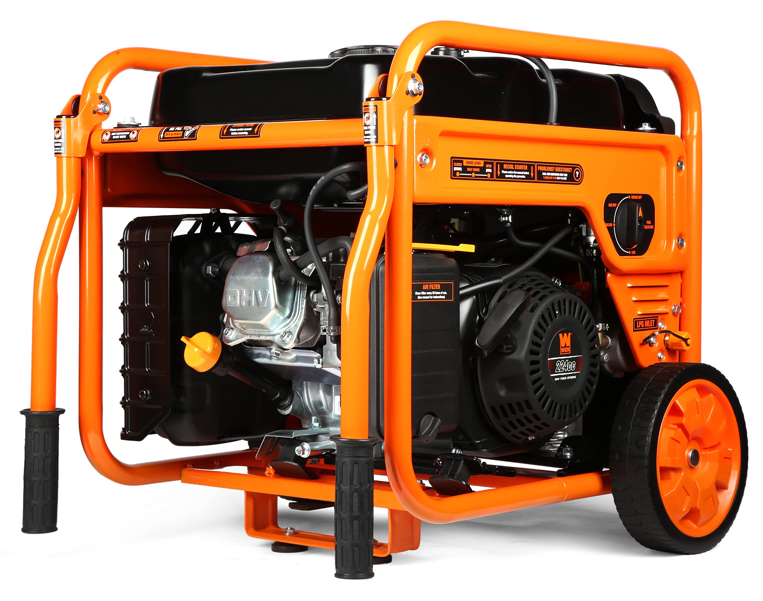 WEN GN400i RV-Ready 4000-Watt Open Frame Inverter Generator, CARB Compliant, Black/orange