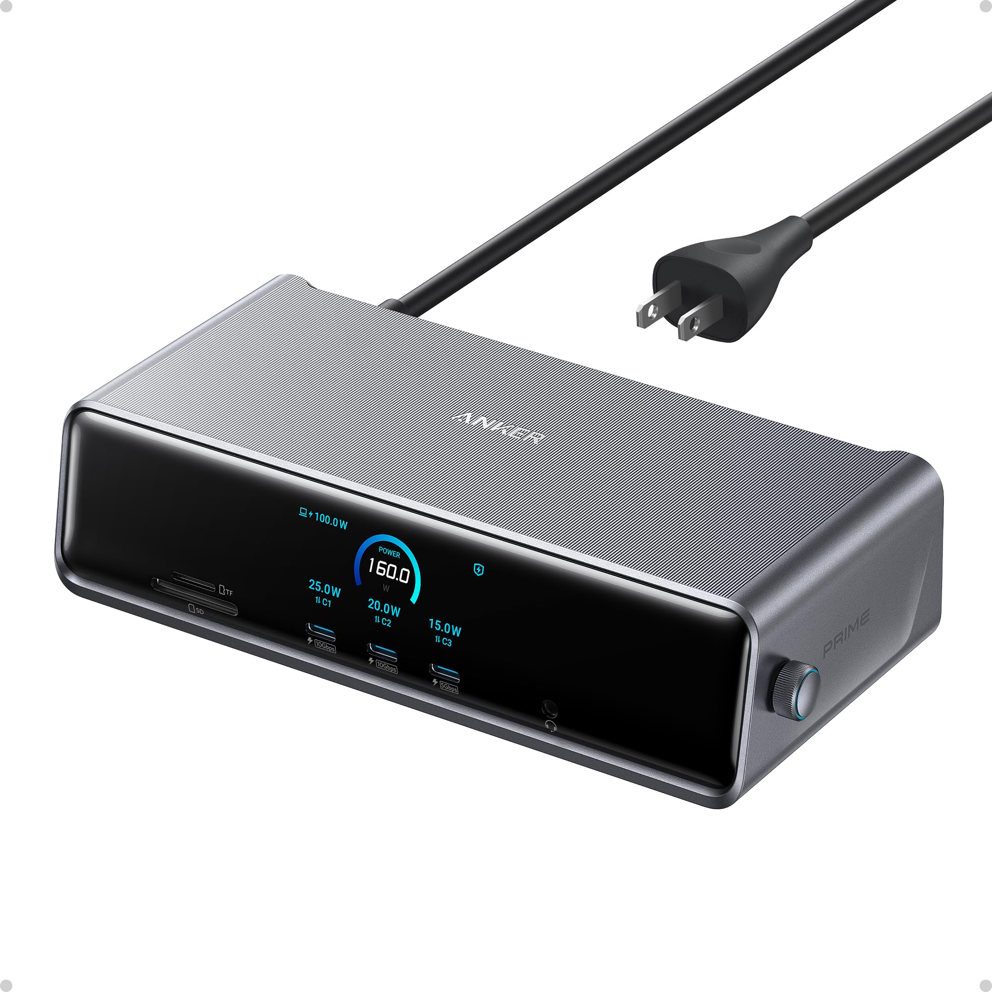 Anker Prime Docking Station (DL7400), 14-Port Triple Display with DisplayLink, 140W Max, Smart Display, Triple 4K 60Hz, Cooling Fan, for Windows Laptops (The Latest DisplayLink Driver Must Installed)